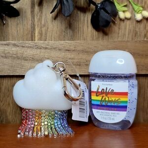 B&BW 🌈☁️ Bling Rainbow Cloud PocketBac Holder Bag Charm & Love Wins Sani Refill